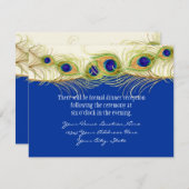 Modern Swirl Peacock Feathers Monogram Informatiekaartje (Voorkant / Achterkant)