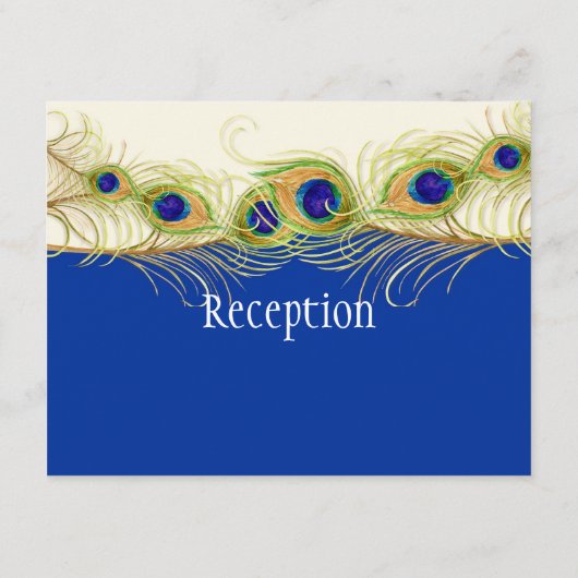 Modern Swirl Peacock Feathers Monogram Informatiekaartje (Achterkant)