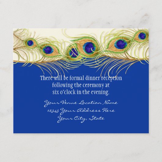 Modern Swirl Peacock Feathers Monogram Informatiekaartje (Voorkant)