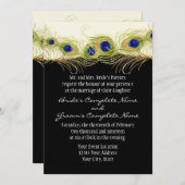 Modern Swirl Peacock Feathers Monogram Kaart (Voorkant / Achterkant)