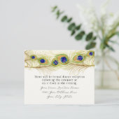 Modern Swirl Peacock Feathers Monogram Kaart (Staand voorkant)