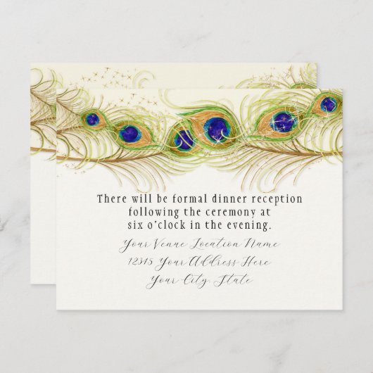 Modern Swirl Peacock Feathers Monogram Kaart (Voorkant / Achterkant)