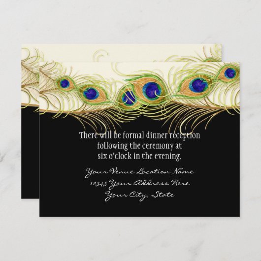 Modern Swirl Peacock Feathers Monogram Kaart (Voorkant / Achterkant)