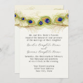 Modern Swirl Peacock Feathers Monogram Kaart (Voorkant / Achterkant)