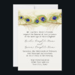 Modern Swirl Peacock Feathers Monogram Kaart<br><div class="desc">COLOR PALETTE: wit, crème, goud, mosterd, waterblauw, koningsblauw, paars en groen. ONTWERP-COLLECTIE: uw drievoudig monogram bevindt zich aan de achterkant met een groot Initiaal voor uw achternaam en vervolgens de initialen van de bruid en de groom voornaam. Deze zeer eenvoudige, trendy en chic, moderne stijl trouwuitnodiging die werd gemaakt uit...</div>
