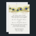 Modern Swirl Peacock Feathers Monogram Kaart<br><div class="desc">COLOR PALETTE: wit, crème, goud, mosterd, waterblauw, koningsblauw, paars en groen. ONTWERP-COLLECTIE: uw drievoudig monogram bevindt zich aan de achterkant met een groot Initiaal voor uw achternaam en vervolgens de initialen van de bruid en de groom voornaam. Deze zeer eenvoudige, trendy en chic, moderne stijl trouwuitnodiging die werd gemaakt uit...</div>