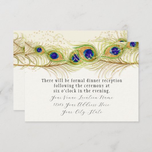 Modern Swirl Peacock Feathers Monogram Kaart (Voorkant / Achterkant)