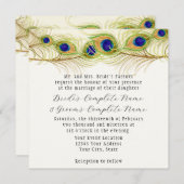 Modern Swirl Peacock Feathers Monogram Kaart (Voorkant / Achterkant)