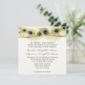 Modern Swirl Peacock Feathers Monogram Kaart (Staand voorkant)