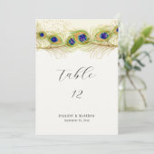 Modern Swirl Peacock Feathers Monogram Menu (Staand voorkant)