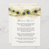 Modern Swirl Peacock Feathers Monogram Menu (Voorkant / Achterkant)