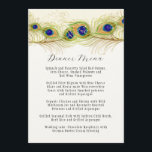 Modern Swirl Peacock Feathers Monogram Menu<br><div class="desc">KLEUR PALET: wit, crème, goud, mosterd, aqua blauw, koningsblauw, paarse en groene. DESIGN COLLECTIE: Uw triple monogram is aan de achterkant met een groot Initiaal voor uw achternaam en vervolgens de bruid en bruidegom voornaam initialen. De andere kant heeft de titel, "Dinner Menus" en vermeldt uw volledige selecties. Deze zeer...</div>