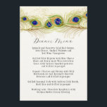 Modern Swirl Peacock Feathers Monogram Menu<br><div class="desc">KLEUR PALET: wit, crème, goud, mosterd, aqua blauw, koningsblauw, paarse en groene. DESIGN COLLECTIE: Uw triple monogram is aan de achterkant met een groot Initiaal voor uw achternaam en vervolgens de bruid en bruidegom voornaam initialen. De andere kant heeft de titel, "Dinner Menus" en vermeldt uw volledige selecties. Deze zeer...</div>