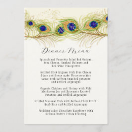 Modern Swirl Peacock Feathers Monogram Menu