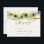 Modern Swirl Peacock Feathers Monogram RSVP Kaartje<br><div class="desc">NOTA: gebruik deze grootte voor 5 x 7 of grotere rechthoekuitnodigingen. Het past niet in de envelop met vierkante mazen. KLEUR PALETTE: GN-COLLECTIE: overeenkomende RSVP-reactiekaart met menuopties. Deze zeer eenvoudige, trendy en chic, moderne stijl trouwuitnodiging die werd gemaakt uit met de hand geschilderde waterverf kunstwerken ontworpen door Audrey Jeanne Roberts....</div>