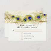 Modern Swirl Peacock Feathers Monogram RSVP Kaartje (Voorkant / Achterkant)