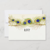 Modern Swirl Peacock Feathers Monogram RSVP Kaartje (Achterkant)