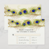 Modern Swirl Peacock Feathers Monogram RSVP Kaartje (Voorkant / Achterkant)