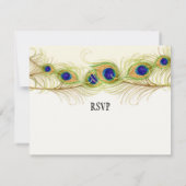 Modern Swirl Peacock Feathers Monogram RSVP Kaartje (Achterkant)