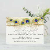 Modern Swirl Peacock Feathers Rehearsal Dinner Kaart (Staand voorkant)