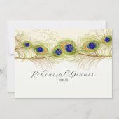 Modern Swirl Peacock Feathers Rehearsal Dinner Kaart (Achterkant)