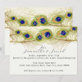 Modern Swirl Peacock Feathers Rehearsal Dinner Kaart (Voorkant / Achterkant)