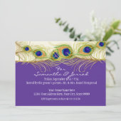 Modern Swirl Peacock Feathers Rehearsal Dinner Kaart (Staand voorkant)