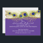 Modern Swirl Peacock Feathers Rehearsal Dinner Kaart<br><div class="desc">COLOR PALETTE: violet paars, wit, crème, goud, mosterd, aqua blauw, koninklijk blauw, paars en groen. ONTWERP-COLLECTIE: Aan de ene kant de titel "Rehearsal Dinner" met de maaldatum van de ouder van de bruidegom. Dit is een zeer eenvoudige, trendy en chic, moderne stijl trouwuitnodiging die gemaakt werd uit met de hand...</div>