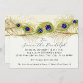 Modern Swirl Peacock Feathers Vrijgezellenfeest In Kaart (Voorkant / Achterkant)