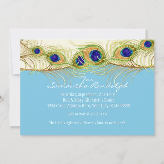 Modern Swirl Peacock Feathers Vrijgezellenfeest In Kaart (Voorkant)