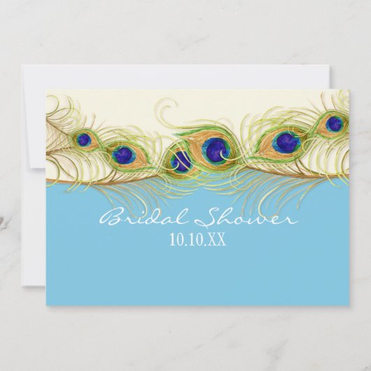 Modern Swirl Peacock Feathers Vrijgezellenfeest In Kaart (Achterkant)