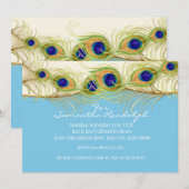 Modern Swirl Peacock Feathers Vrijgezellenfeest In Kaart (Voorkant / Achterkant)