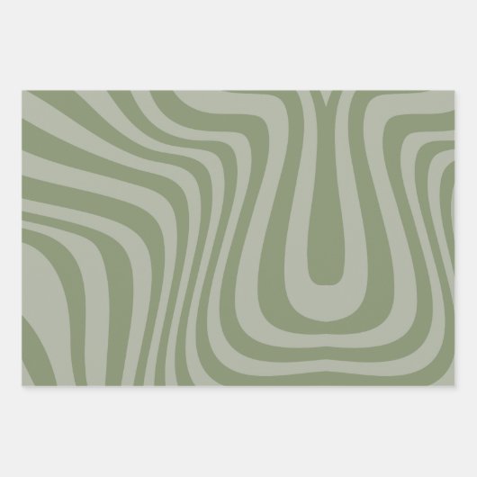 Modern Swirl Retro Trippy Abstract salie groen Inpakpapier Vel (Voorkant 3)