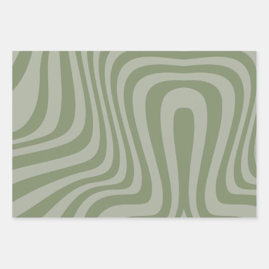 Modern Swirl Retro Trippy Abstract salie groen Inpakpapier Vel (Voorkant)