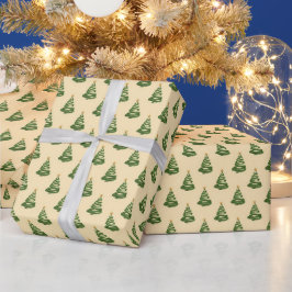 Modern Swirl Ribbon Christmas Trees Cadeaupapier