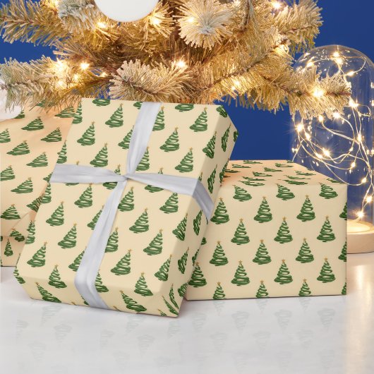 Modern Swirl Ribbon Christmas Trees Cadeaupapier (Feestdagen)