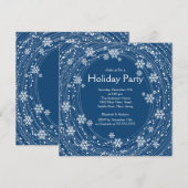 Modern Swirl Snowflakes Holiday Party Blue Kaart (Voorkant / Achterkant)
