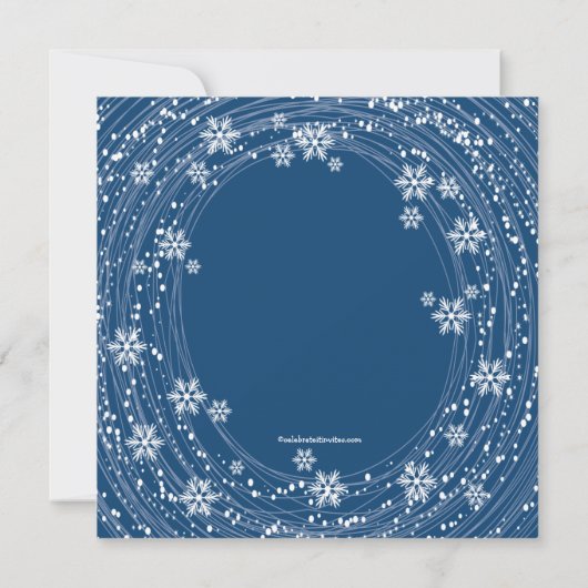 Modern Swirl Snowflakes Holiday Party Blue Kaart (Achterkant)