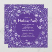 Modern Swirl Snowflakes Holiday Party Paars Kaart (Voorkant / Achterkant)
