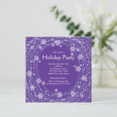 Modern Swirl Snowflakes Holiday Party Paars Kaart (Staand voorkant)