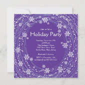 Modern Swirl Snowflakes Holiday Party Paars Kaart (Voorkant)