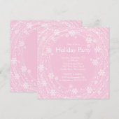 Modern Swirl Snowflakes Holiday Party Pink Kaart (Voorkant / Achterkant)