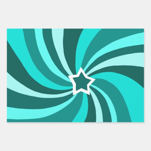 Modern Swirl Star Green Pink Set of  Inpakpapier Vel (Voorkant 3)