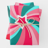 Modern Swirl Star Green Pink Set of  Inpakpapier Vel (In situ)