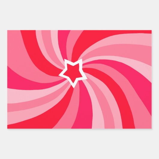 Modern Swirl Star Red Pink Set of  Inpakpapier Vel (Voorkant 3)