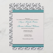 Modern Swirl Wedding Invitation (Blauwgroen) Kaart (Voorkant / Achterkant)