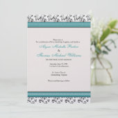 Modern Swirl Wedding Invitation (Blauwgroen) Kaart (Staand voorkant)