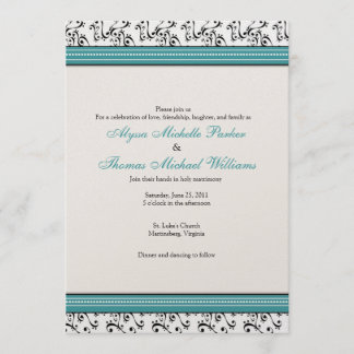 Modern Swirl Wedding Invitation (Blauwgroen) Kaart