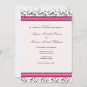Modern Swirl Wedding Invitation (Fuschia) Kaart (Voorkant)
