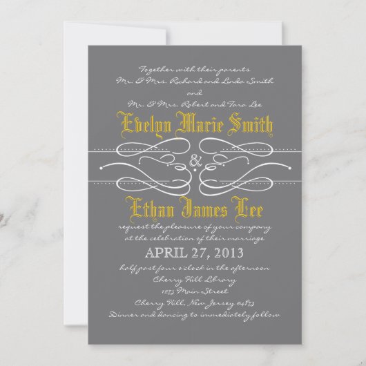 Modern Swirl Wedding Invitation Kaart (Voorkant)